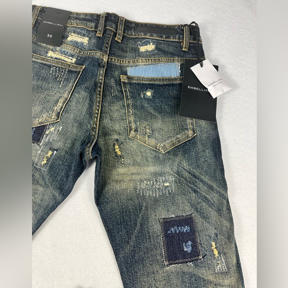 Embellish NYC Silas Rip & Repair Patchwork Distressed Skinny Denim•Men’s Size 30 - Picture 8 of 13